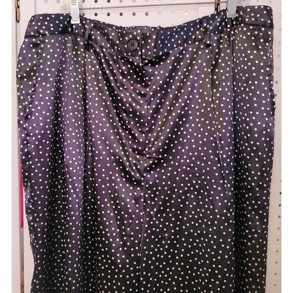 Forever 21 Pants 3X Black White Polka Dot Satin Elastic Waist Glam Flare Skater - Picture 3 of 9